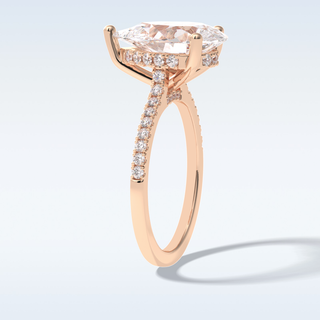 Elegant 3.05 CT Pave & Hidden Halo Engagement Ring Featuring Pear Moissanite