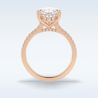 Elegant 3.05 CT Pave & Hidden Halo Engagement Ring Featuring Pear Moissanite