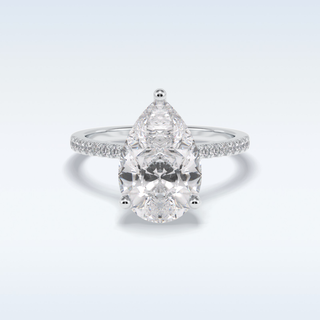 Elegant 3.05 CT Pave & Hidden Halo Engagement Ring Featuring Pear Moissanite