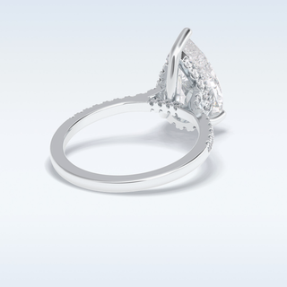 Elegant 3.05 CT Pave & Hidden Halo Engagement Ring Featuring Pear Moissanite