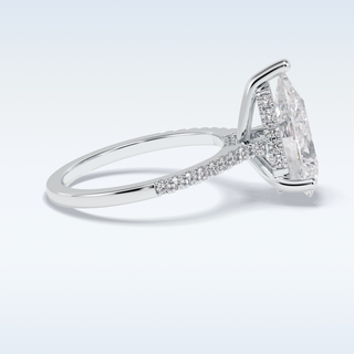 Elegant 3.05 CT Pave & Hidden Halo Engagement Ring Featuring Pear Moissanite