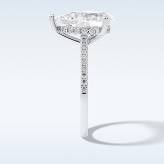 Elegant 3.05 CT Pave & Hidden Halo Engagement Ring Featuring Pear Moissanite