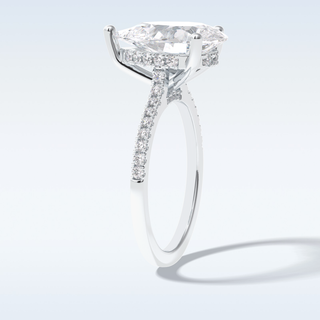 Elegant 3.05 CT Pave & Hidden Halo Engagement Ring Featuring Pear Moissanite