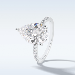Elegant 3.05 CT Pave & Hidden Halo Engagement Ring Featuring Pear Moissanite