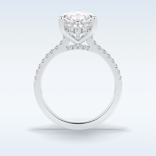 Elegant 3.05 CT Pave & Hidden Halo Engagement Ring Featuring Pear Moissanite