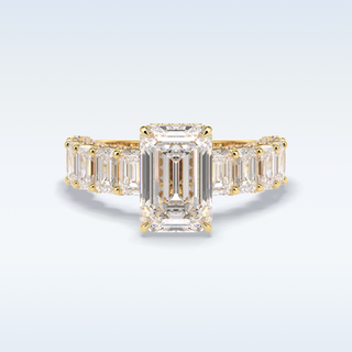 3.0 CT Pave Engagement Ring Featuring Emerald Moissanite