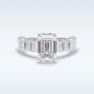 3.0 CT Pave Engagement Ring Featuring Emerald Moissanite