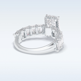 3.0 CT Pave Engagement Ring Featuring Emerald Moissanite