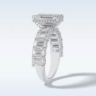 3.0 CT Pave Engagement Ring Featuring Emerald Moissanite