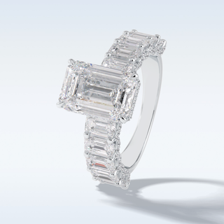 3.0 CT Pave Engagement Ring Featuring Emerald Moissanite