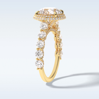 Elegant 3.0 CT Double Halo & Pave  Engagement Ring Featuring Round Moissanite
