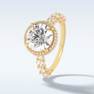 Elegant 3.0 CT Double Halo & Pave  Engagement Ring Featuring Round Moissanite