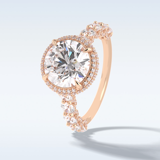 Elegant 3.0 CT Double Halo & Pave  Engagement Ring Featuring Round Moissanite