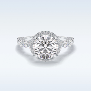 Elegant 3.0 CT Double Halo & Pave  Engagement Ring Featuring Round Moissanite