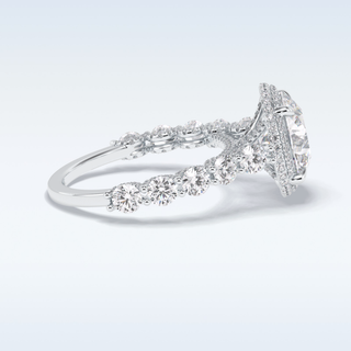 Elegant 3.0 CT Double Halo & Pave  Engagement Ring Featuring Round Moissanite