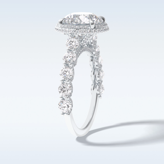 Elegant 3.0 CT Double Halo & Pave  Engagement Ring Featuring Round Moissanite