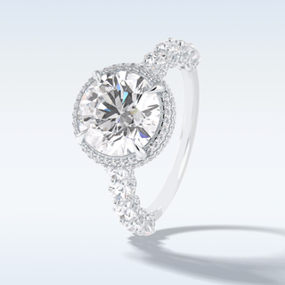 Elegant 3.0 CT Double Halo & Pave  Engagement Ring Featuring Round Moissanite