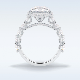 Elegant 3.0 CT Double Halo & Pave  Engagement Ring Featuring Round Moissanite