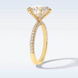 3.0 CT Pave Engagement Ring Featuring Round Moissanite