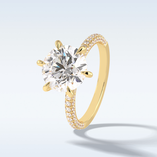 3.0 CT Pave Engagement Ring Featuring Round Moissanite