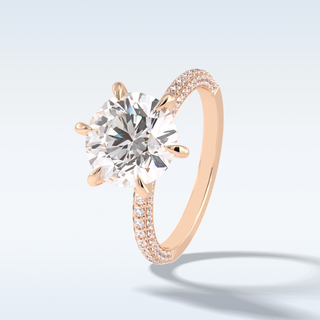 3.0 CT Pave Engagement Ring Featuring Round Moissanite