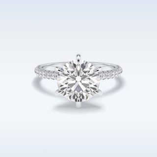 3.0 CT Pave Engagement Ring Featuring Round Moissanite