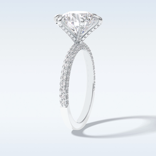 3.0 CT Pave Engagement Ring Featuring Round Moissanite