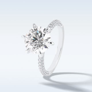 3.0 CT Pave Engagement Ring Featuring Round Moissanite