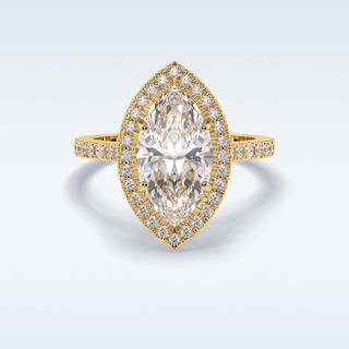 Elegant 2.05 CT Halo & Pave Engagement Ring Featuring Marquise Moissanite 8