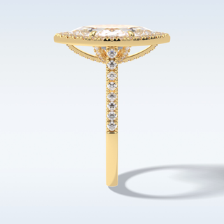 Elegant 2.05 CT Halo & Pave Engagement Ring Featuring Marquise Moissanite 11