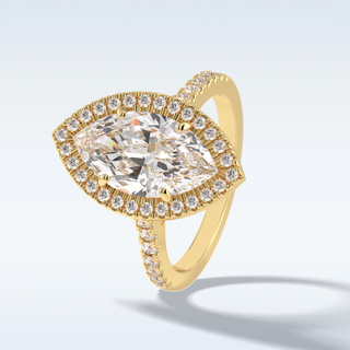 Elegant 2.05 CT Halo & Pave Engagement Ring Featuring Marquise Moissanite 13