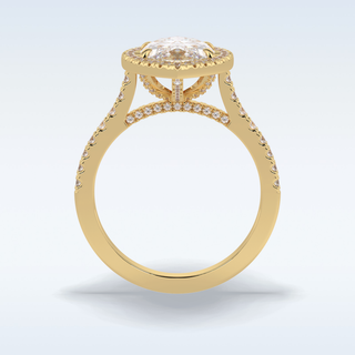 Elegant 2.05 CT Halo & Pave Engagement Ring Featuring Marquise Moissanite 14