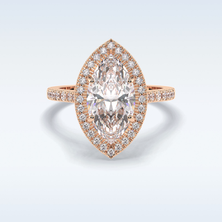 Elegant 2.05 CT Halo & Pave Engagement Ring Featuring Marquise Moissanite 15