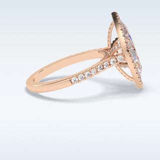 Elegant 2.05 CT Halo & Pave Engagement Ring Featuring Marquise Moissanite 17