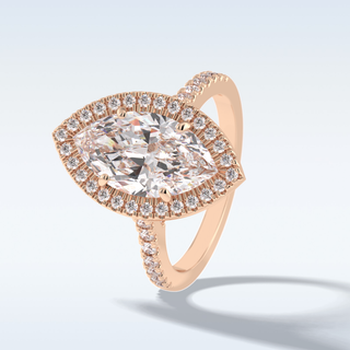 Elegant 2.05 CT Halo & Pave Engagement Ring Featuring Marquise Moissanite 20