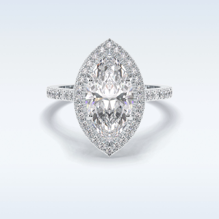Elegant 2.05 CT Halo & Pave Engagement Ring Featuring Marquise Moissanite 1