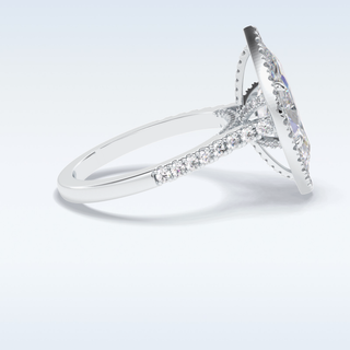 Elegant 2.05 CT Halo & Pave Engagement Ring Featuring Marquise Moissanite 3