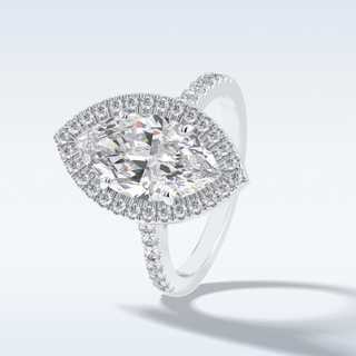 Elegant 2.05 CT Halo & Pave Engagement Ring Featuring Marquise Moissanite 6