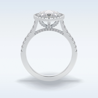 Elegant 2.05 CT Halo & Pave Engagement Ring Featuring Marquise Moissanite 7