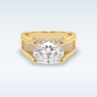 3.0 CT Pave Engagement Ring Featuring Oval Moissanite