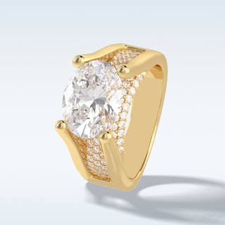 3.0 CT Pave Engagement Ring Featuring Oval Moissanite