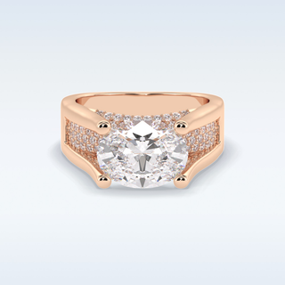 3.0 CT Pave Engagement Ring Featuring Oval Moissanite
