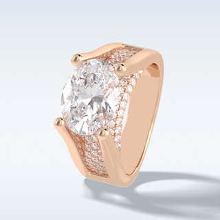 3.0 CT Pave Engagement Ring Featuring Oval Moissanite