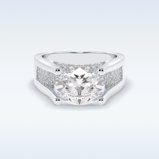 3.0 CT Pave Engagement Ring Featuring Oval Moissanite