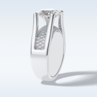 3.0 CT Pave Engagement Ring Featuring Oval Moissanite