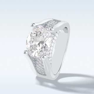 3.0 CT Pave Engagement Ring Featuring Oval Moissanite