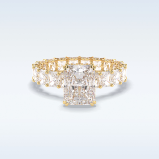 Elegant 3.0 CT Pave & Hidden Halo Engagement Ring Featuring Radiant Moissanite