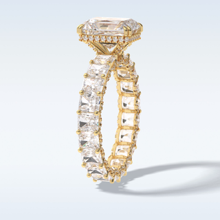 Elegant 3.0 CT Pave & Hidden Halo Engagement Ring Featuring Radiant Moissanite