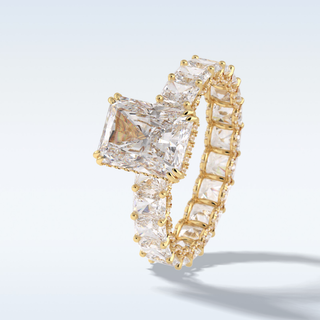 Elegant 3.0 CT Pave & Hidden Halo Engagement Ring Featuring Radiant Moissanite
