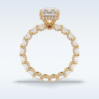 Elegant 3.0 CT Pave & Hidden Halo Engagement Ring Featuring Radiant Moissanite